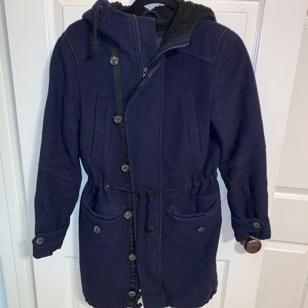 Zara Basic Button Down Hooded Coat - image 1